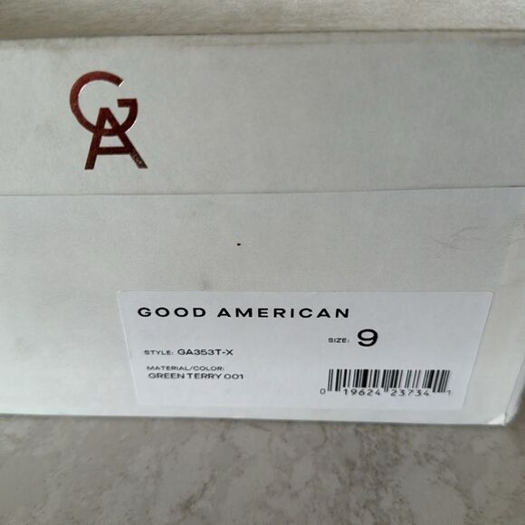 NEW NIB Good American Green Terry Slip-on Kitten Heel Sandal Size 9 - Picture 9 of 10